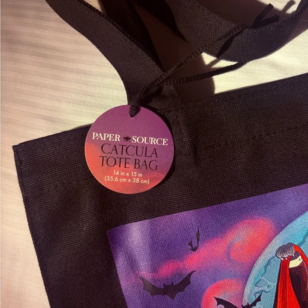 Paper Source Catcula Tote Bag - Black and Purple